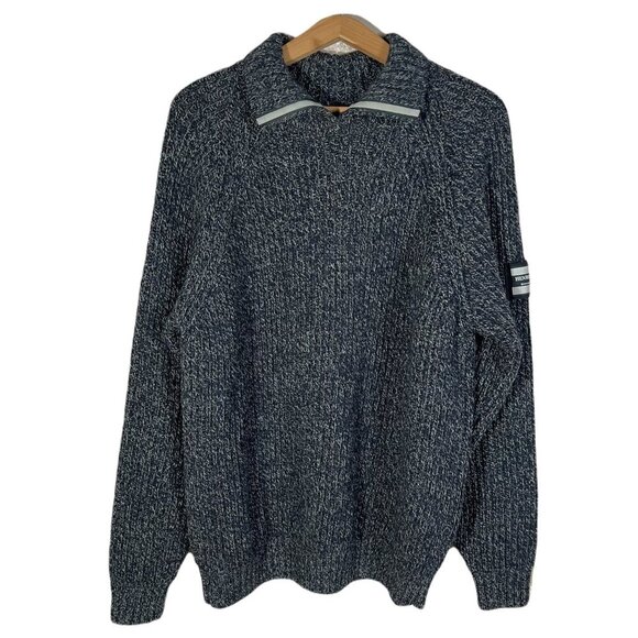 Henri Lloyd Men's 100% Wool Black and White Knit Collared Sweater Size M - Picture 1 of 7